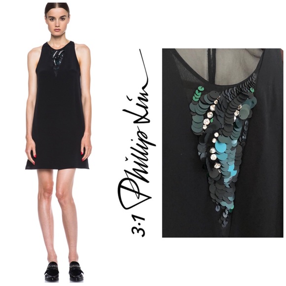 NEW 3.1 Phillip Lim Silk Sequin Embellished Front Dress - Picture 5 of 16